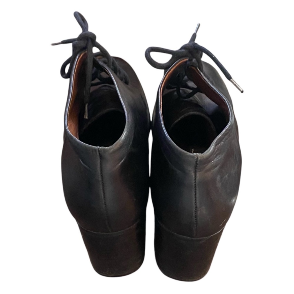 Etienne Aigner Black Cottagecore Granny Leather Lace-Up Ankle Boots Womens 7 M - Picture 3 of 10